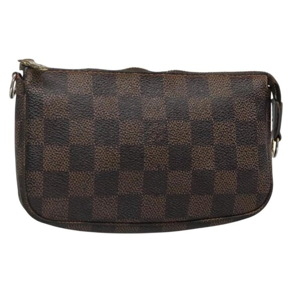 LOUIS VUITTON Damier Ebene Mini Pochette Accessoires Pouch N58009 Auth bs28831 - Picture 1 of 16